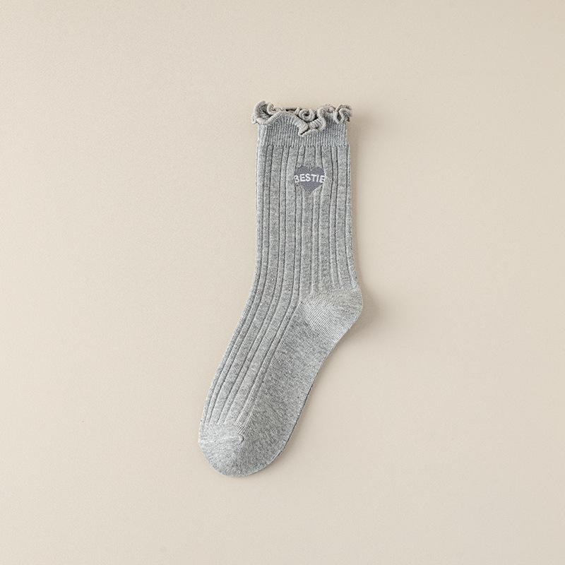 Women's Summer Thin Style Lacy Wooden Ear Edge In The Tube Pile Socks