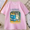 Funny Cat Work Graphic Tshirts Casual Cotton Short Sleeve Round Neck T Shirt Streetwear Unisex Women Summer Comfortable Tees