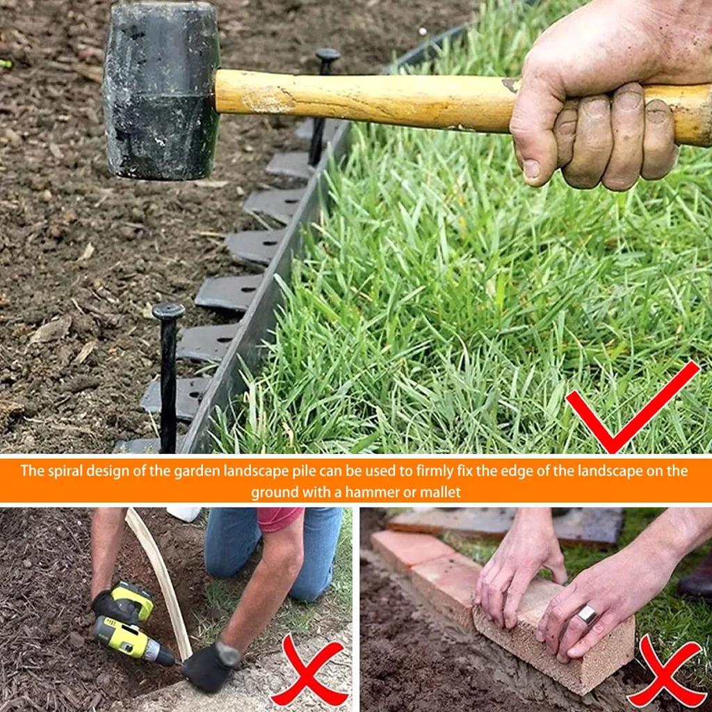 90/30 шт. 8-дюймовые пластиковые шипы для ландшафтного бордюра, анкерные гвозди, спиральные ландшафтные колышки для ограждения от сорняков, тротуарной плитки, ландшафтного бордюра