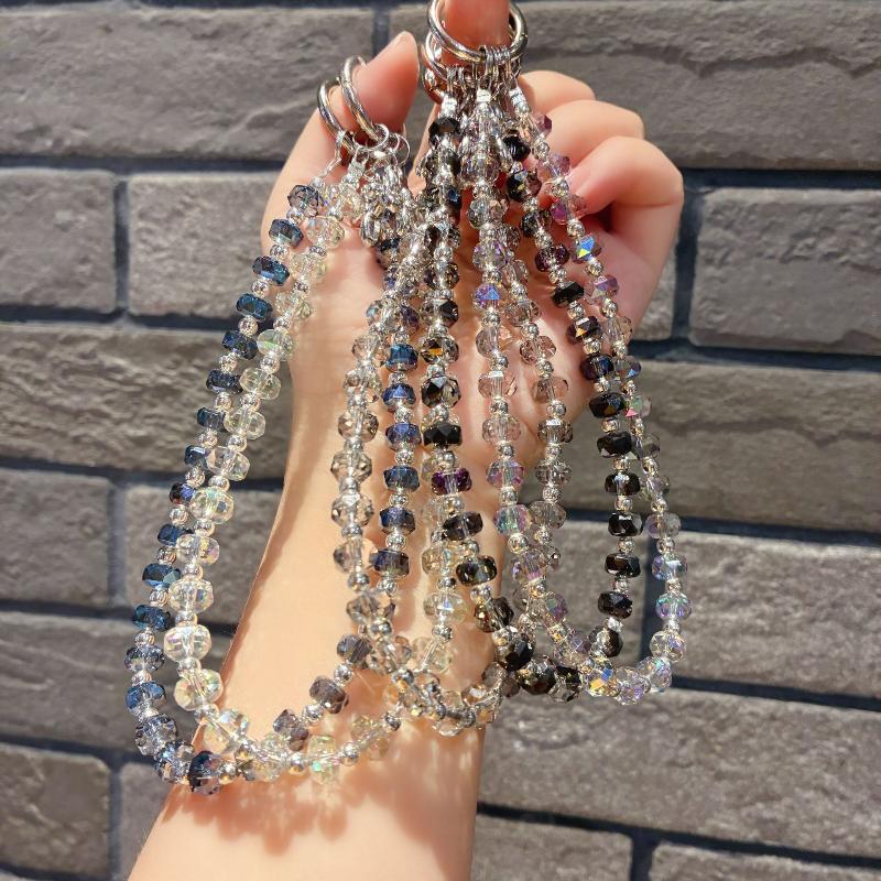 1Pc High-End Luxury Hand-Beaded Wrist Chain Mobile Phone Lanyard With Short Water Drop Crystal Pendant Hand-Held Hanging Chain