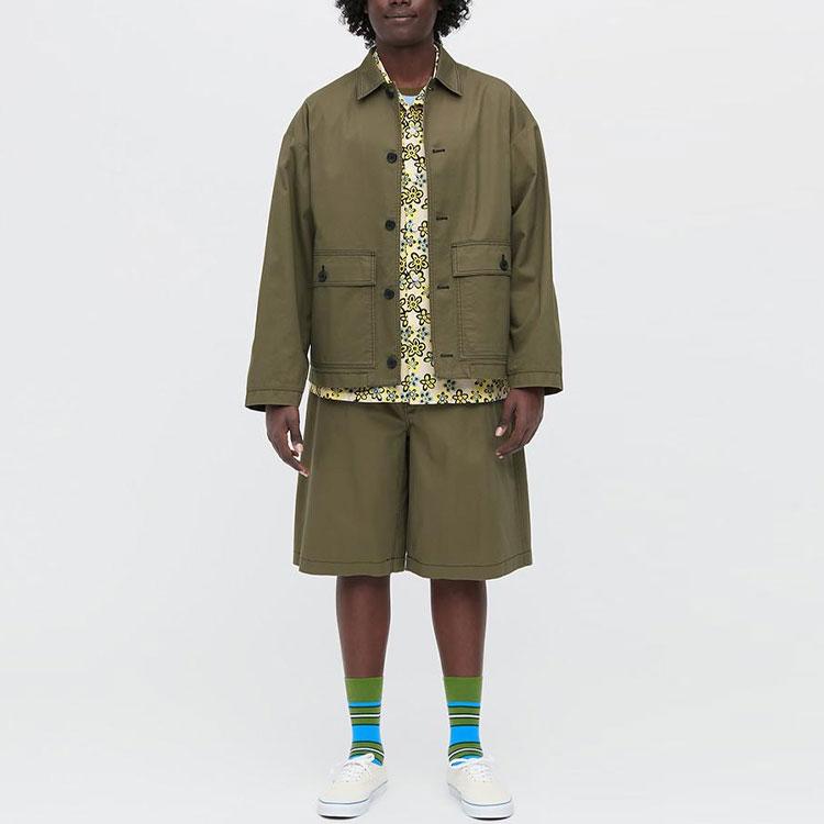 Uniqlo Широкие шорты-коробка X MARNI (Азия) Оливковый Унисекс Уличная одежда 449563-57