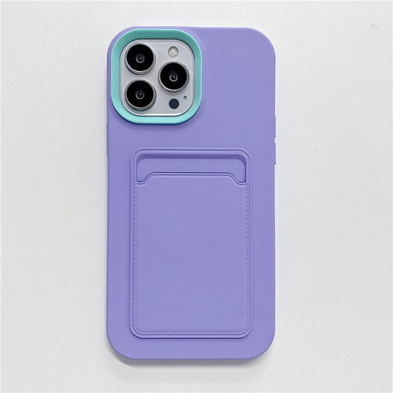 Original Candy Color Card Slot Wallet Phone Case For iPhone 15 14 13 11 12 Pro Max Soft Silicone Shockproof Cover