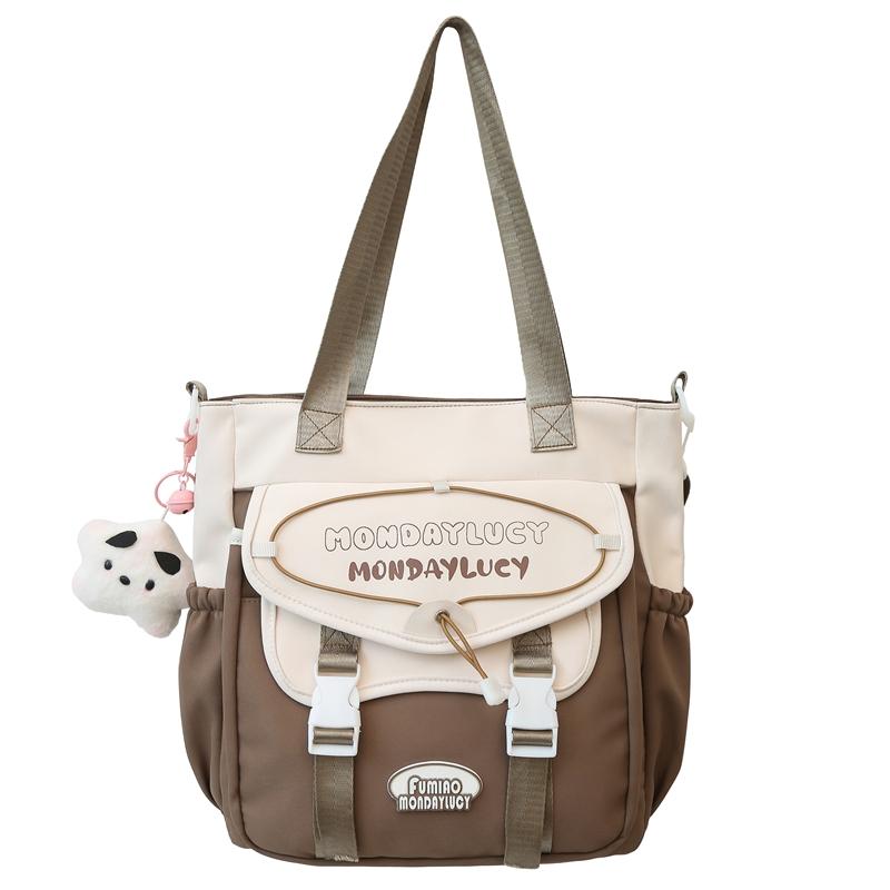 Сумка через плечо с цветными блоками, женская, большая вместительная сумка-тоут, легкая сумка, студенческая сумка через плечо