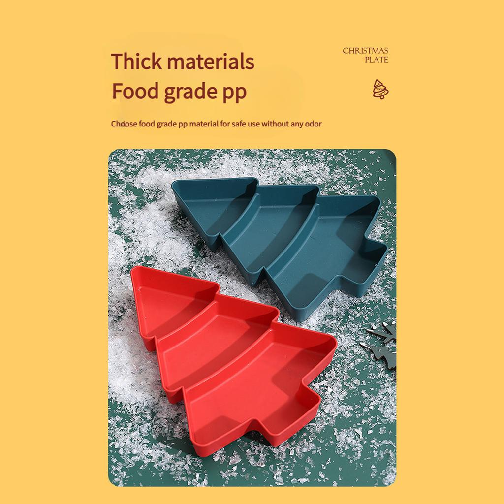 Christmas Tree Snacks Tray With Compartments Plastic Candy Dish for Holiday Party Decorations and Nut Storage