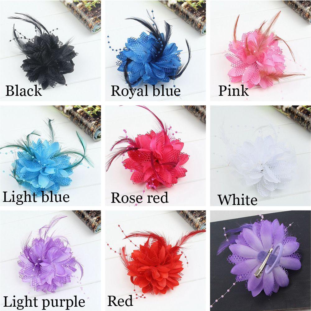 Dance Performance Wedding Hair Accessories Wrist Flower Feathers Hair Clip Bridal Hairpin Headdress