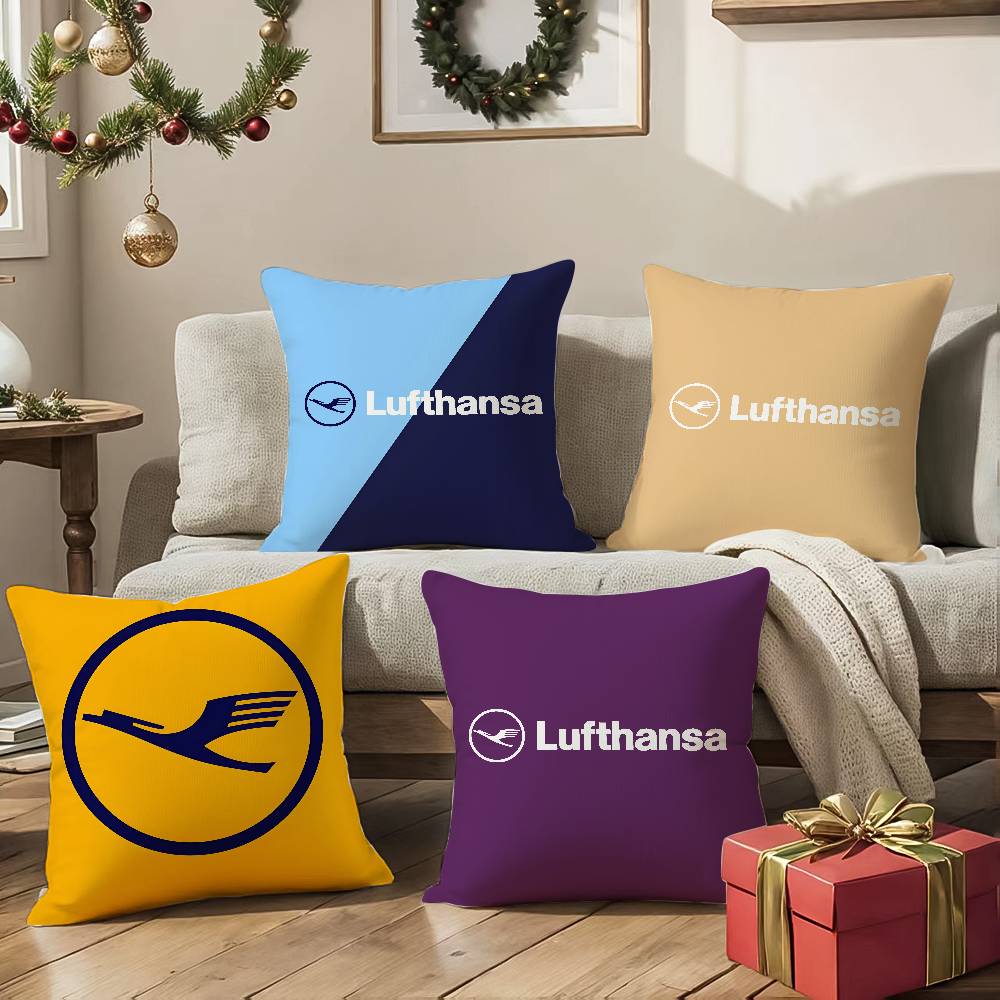 Подушка-наволочка в память о полете L-Lufthansa-T Airlines Комфорт Диван-кровать Шелковистая элегантная Невидимая молния Декоративная наволочка