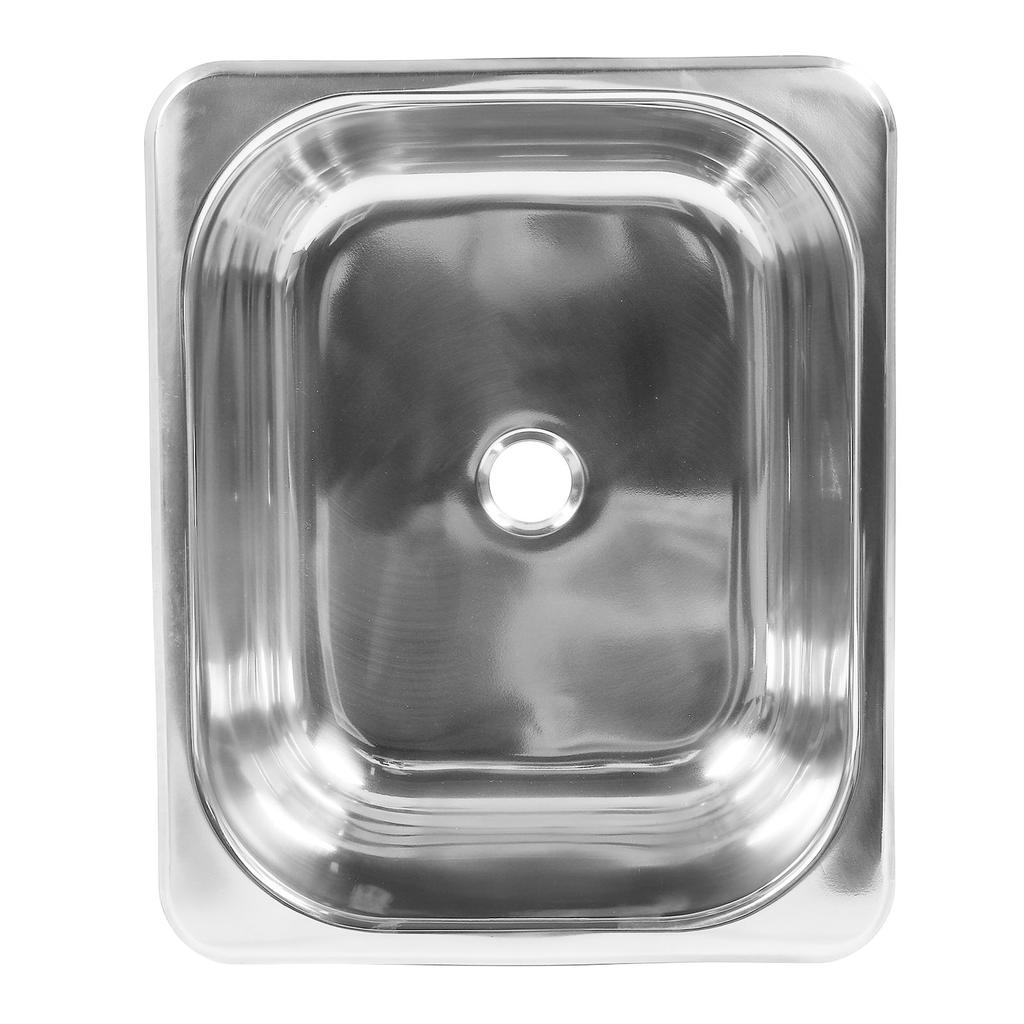 RV Sink 304 Stainless Steel Polished Drop In Single Bowl Basin Sink with 40mm Drain Outlet for Camping Vehicle Boat