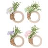 Farmhouse Table Decor Artificial Rosemary Napkin Ring, Wooden Ring Holder, Rustic Faux Wedding Settings Flower for Bridal Shower Dining
