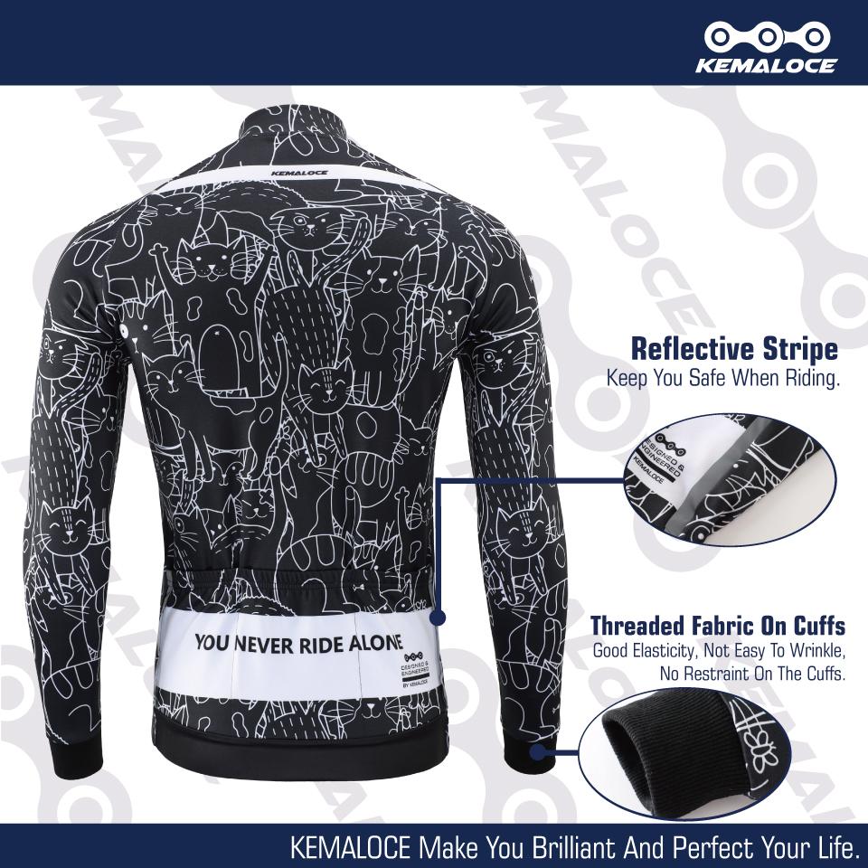 KEMALOCE Зимние велосипедные куртки мужские флисовые с длинными рукавами из черной и белой термоткани