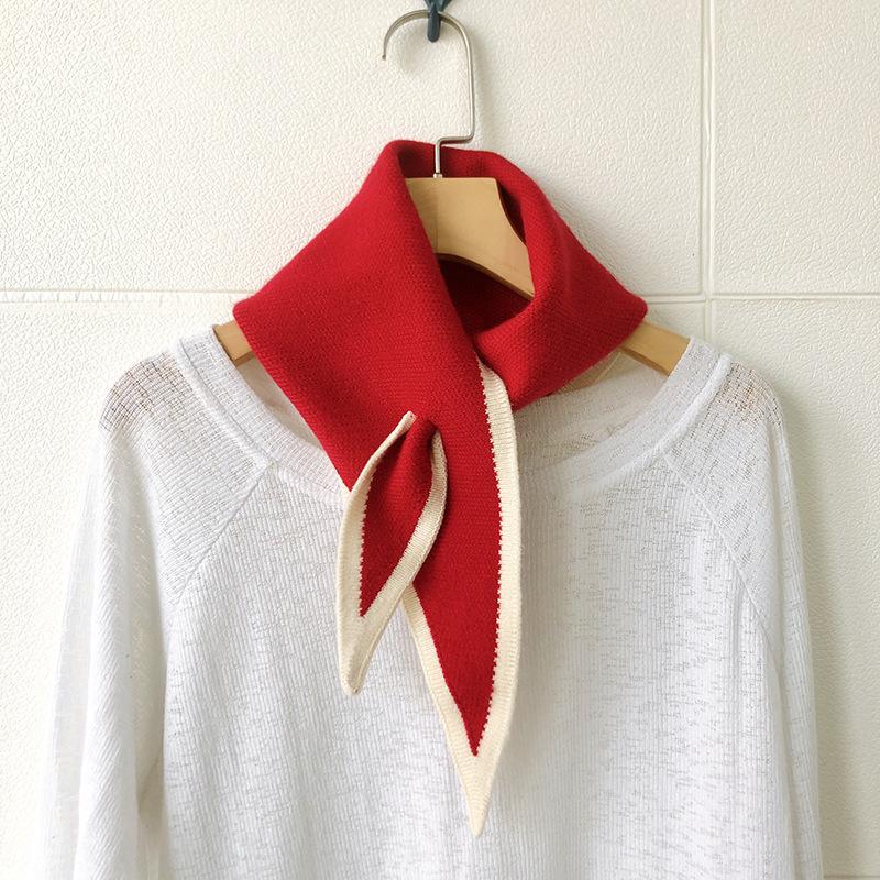 Women Knitted Triangle Scarf Fake Collar - Autumn Warm Detachable Shawl for Dress Shirt Neck Protection Accessory