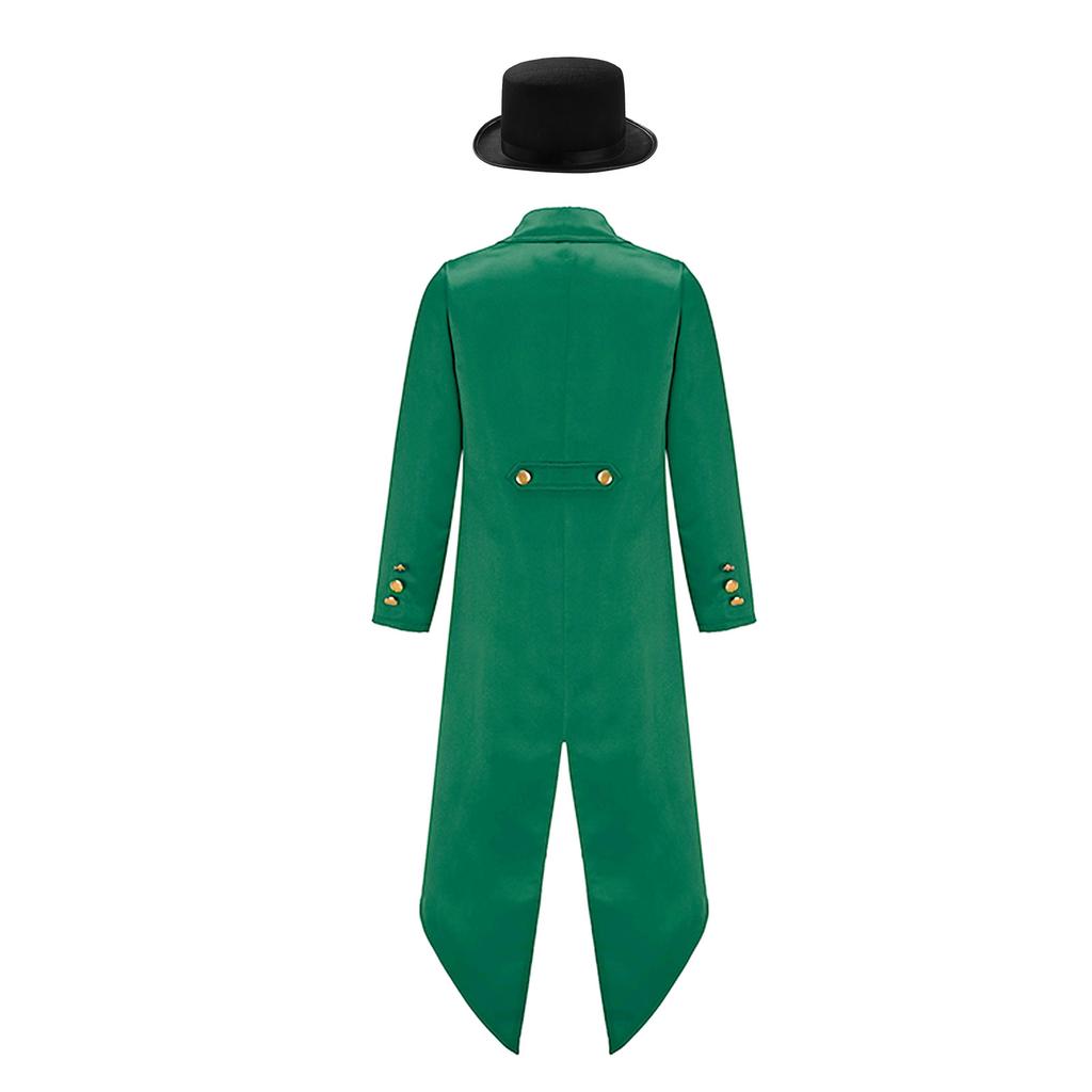 Детский викторианский костюм Ретро Ренессанс Фрак Жакет Золотые пуговицы Фетровая шляпа Маг Цирковой дрессировщик Праздничный наряд