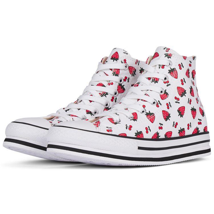Converse Chuck Taylor All Star Platform Eva Высокие парусиновые детские кеды Фруктовый белый красный Детские кеды 668016C