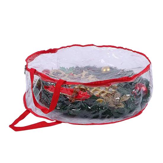 Yousheng Christmas Wreath Storage Bag with Handle Zipper Closure Large Capacity Transparent Garlands Mini Trees Dustproof Organizer