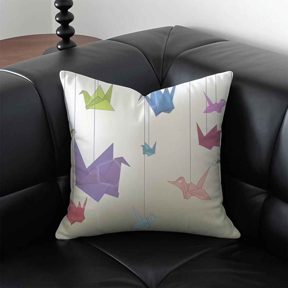 Warm paper cranes Cushion Cover Pillow Case Antidustmite Invisible zipper silky plush cushion
