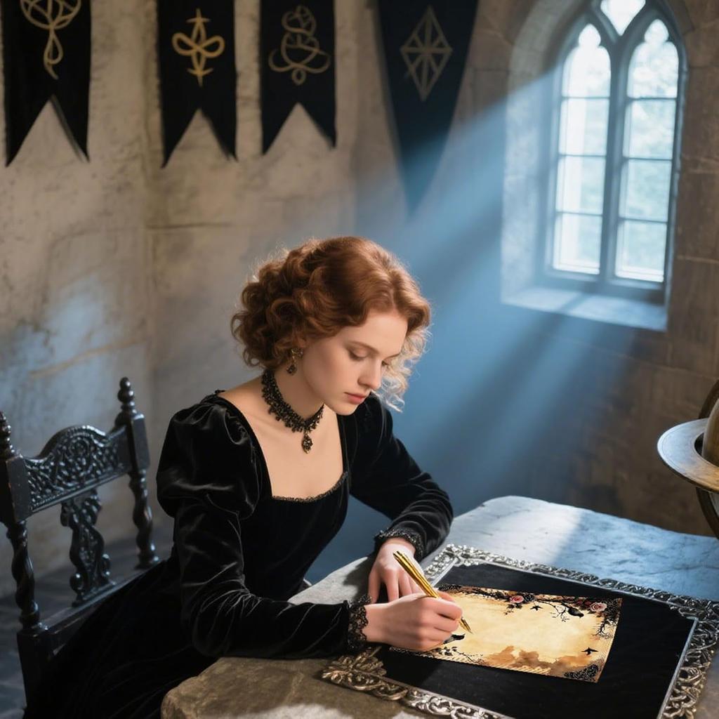 Whaline 60 Sheet Halloween Stationery Paper 4 Gothic Style Border Letterhead Vintage Skull Rose Castle Writing Paper for Invitation Office Printing,