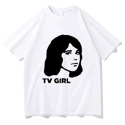 Летняя мужская футболка с принтом группы TV GIRL, 100% чистый хлопок, мультяшный Харадзюку, удобная одежда, топ