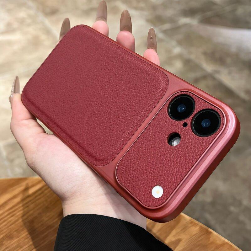 Матовый чехол с текстурой кожи для For Iphone 1 16 17 Pro Max 14 13 Конфетный цвет Узор личи Ультратонкий Ударопрочный чехол