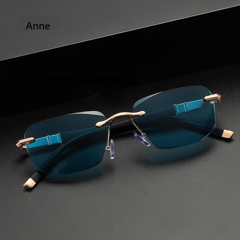 Сплавные Бескаркасные Женские и Мужские Солнцезащитные Очки для Чтения Блокирующие Синий Свет Очки Солнцезащитные Очки для Чтения 0+1.0+1.5+2.0+2.5