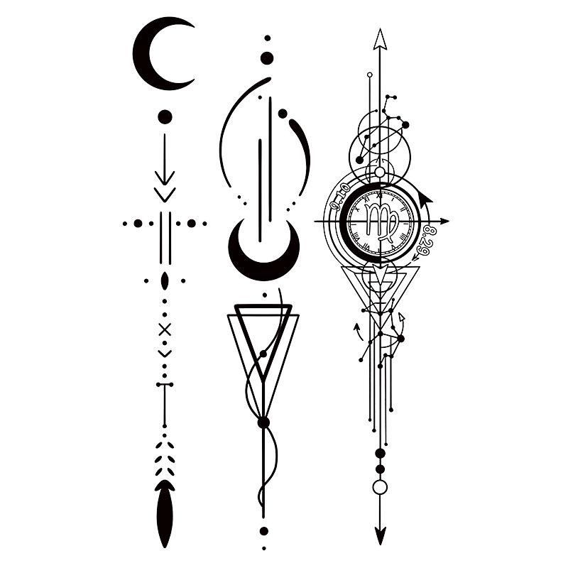Moon Mark Geometric Herbal Tattoo Stickers - Waterproof, Durable & Stylish for Men & Women