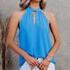 Women's 2025 Summer Halter Neck Tie-Back Chiffon Sleeveless Blouse, Sheer Casual Tank Top for Beach Parties & Daily Boho Outfits