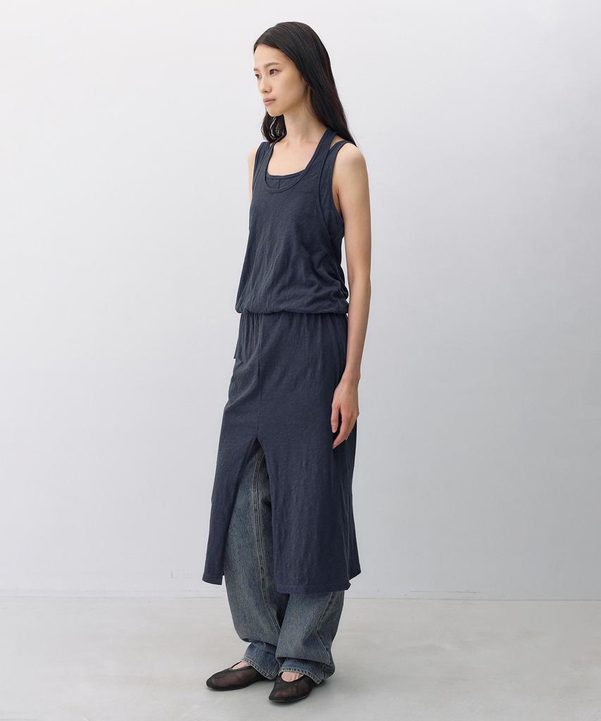 Insilence Woman Knit-Like Layered Dress Dark Blue