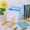 3Pack Stained Glass Organizer Bamboo Dish Plate Rack Wooden Dish Plate Stand Stained Glass Holder Space Saving Bamboo Drying