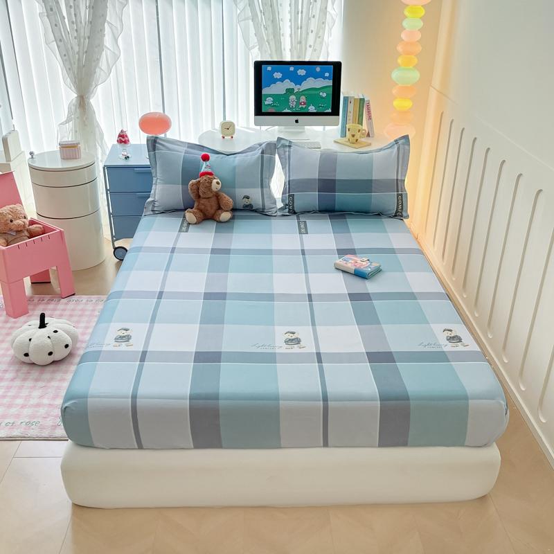 Cartoon Style Ocean Fish Pattern Fitted Sheet Set Sailboat Print 100% Cotton Mattress Protector for Kids Boys Girls Bedding Set