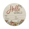 Wooden Baby Announcement Sign for Newborn Baby HELLO WORLD Floral Design Baby Shower Gift Gender Reveal Pregnancy Announcement