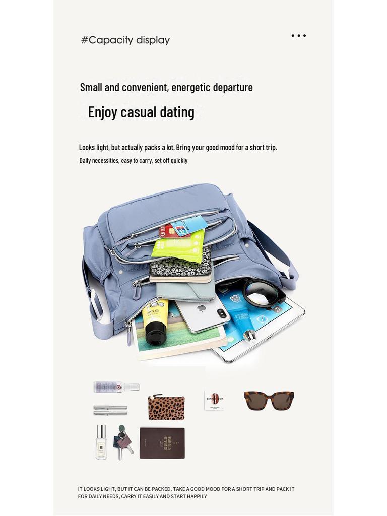 2023 Женская нейлоновая сумка через плечо большой вместимости - многокарманная, повседневная сумка-мессенджер для активного отдыха