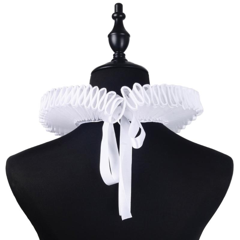 Детский елизаветинский белый сетчатый воротник-жабо, костюм клоуна для косплея, регулируемый гофрированный ложный воротник для вечеринок, праздничных мероприятий