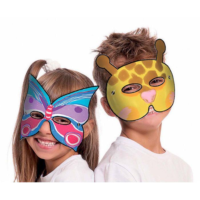 Masques enfant animaux carton blanc 17 x 22 cm x 12 pièces