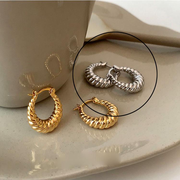 925 Sterling Silver Vintage Strip Gold Earrings For Women Trendy Earring Jewelry Prevent Allergy Party Accessories Gift
