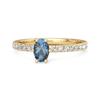 London Blue Topaz Blue Topaz Oval Solitaire Ring - 925 Sterling Silver Gold Vermeil