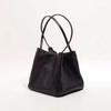 Women Solid Color Small Top Handle Bucket Handbag Vintage PU Leather All-match Chic Tote Bag KTY