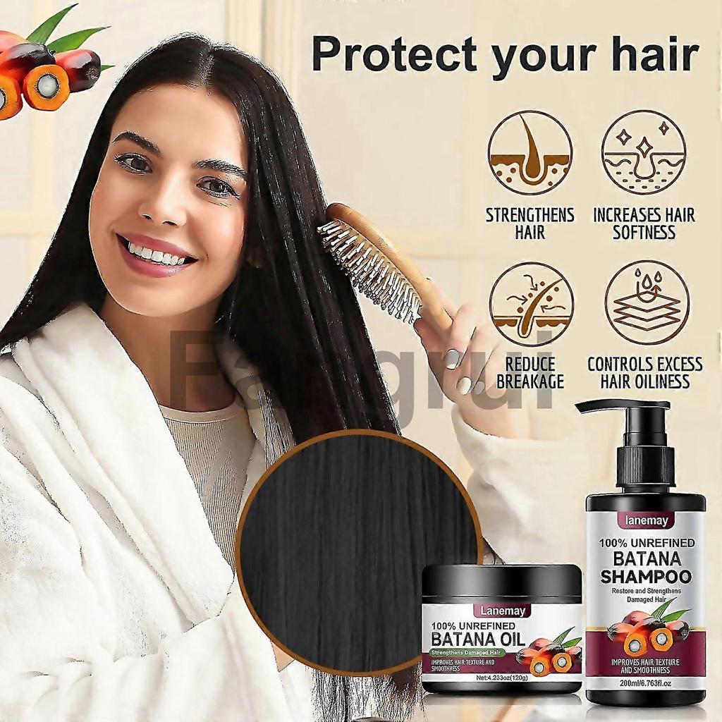 For Batana Oil Volumizing Hair Care Set Repairs Frizzy Hair Deep Nourishes Scalp Smooth Hair Travel