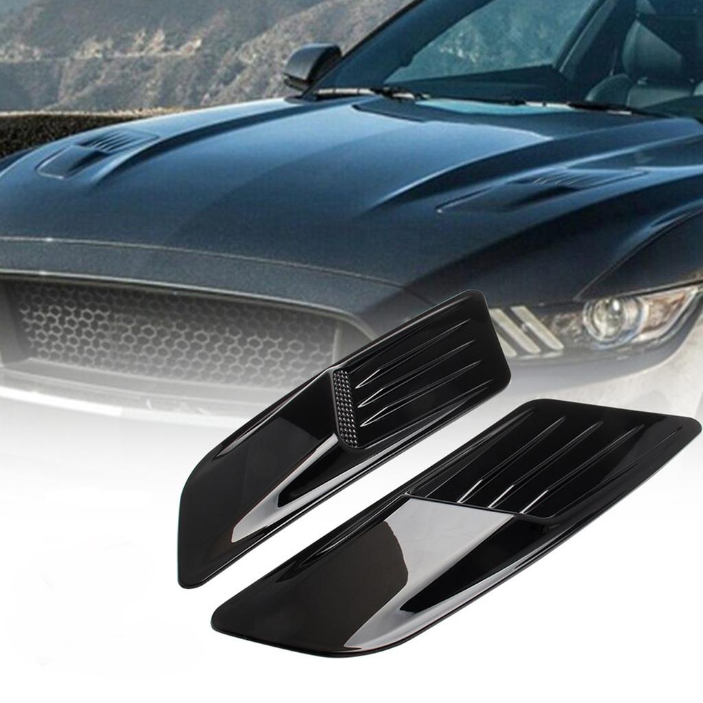 2 шт. Накладка на передний капот, отделка воздуховода, глянцевая черная, универсальная, подходит для Ford Mustang 2015-2017