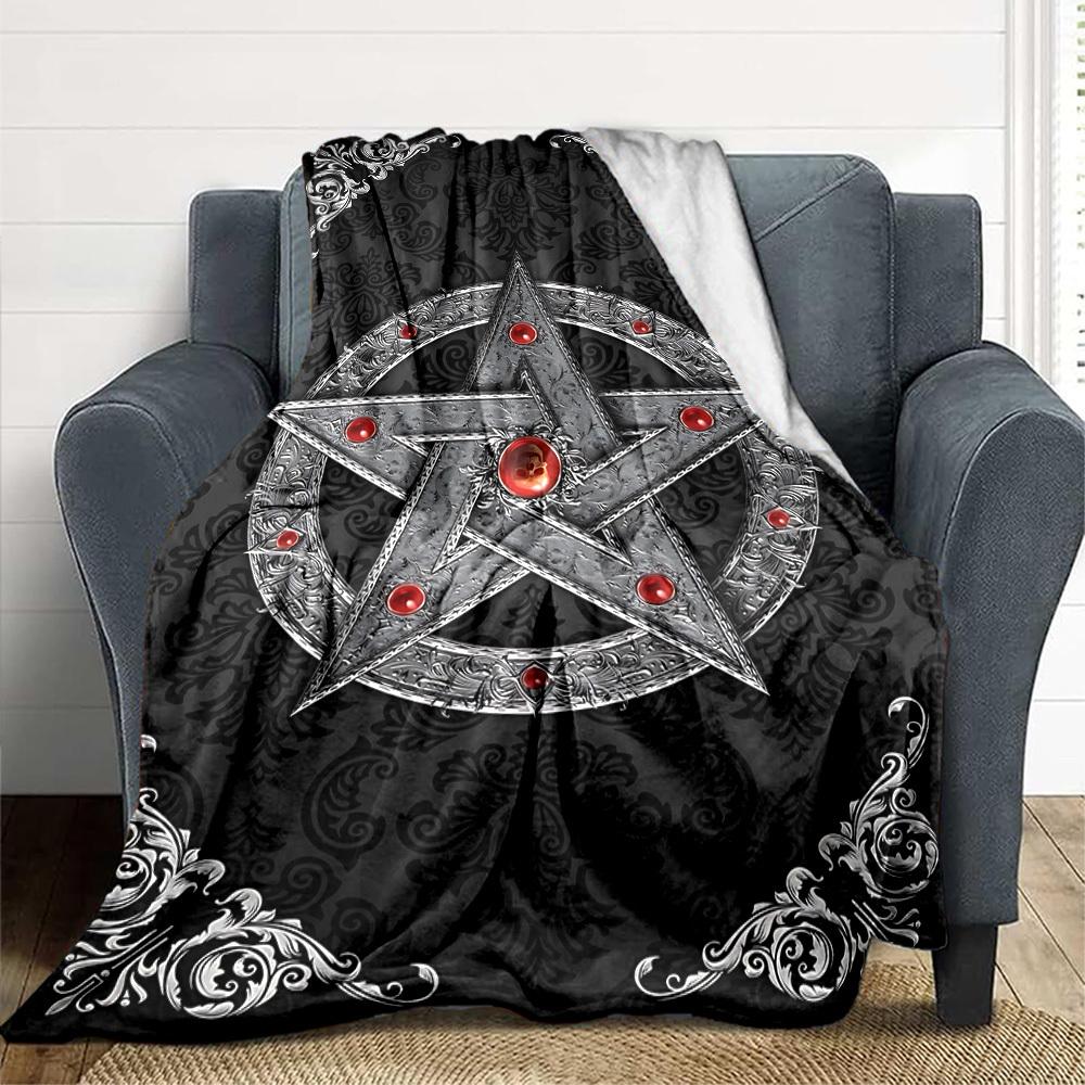 1pc Pentagram, Ornate Blanket Lightweight Flannel Blanket Throw Blanket For Sofa, Bed, Travel, Camping, Livingroom, Couch, Chair, And Bed yy2509026181