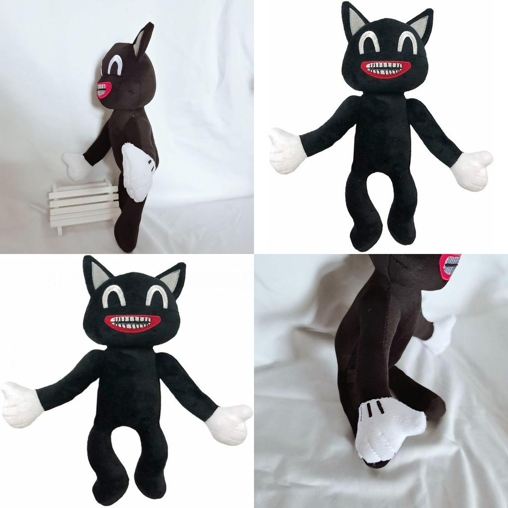 Charming Black Cartoon Cat Plush Toy For Kids Birthday And Christmas Celebrations