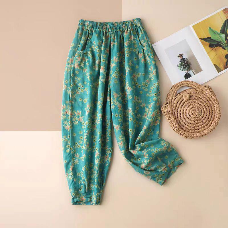 Pants Cotton Women Summer Plus Size Loose Pajama Pants Versatile Casual High-waisted Wide-leg Linen Pants