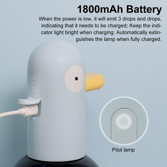 Автоматический индукционный дозатор пенного мыла, бесконтактный дозатор мыла в форме утки, емкость 400 мл, высокоточный сенсорный дозатор мыла