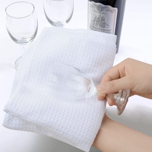 SINLAND Absorbent Microfiber Dishcloths, Waffle Towels, and Dishcloths (White, 3-Pack)
