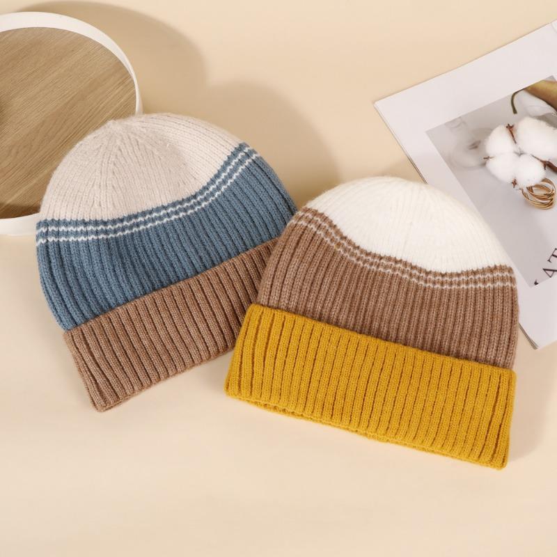 Women S Fleece Lined Knit Hat With Pom Pom Warm Korean Style For Shopping
