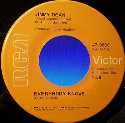 7-дюймовая пластинка JIMMY DEAN - Everybody Knows 479966 RCA Victor 1971 США Фолк Б/у