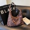 Retro Matte Big Bag Women's New Winter Premium Sense Leopard Print Commuter Shoulder Bag Large Capacity Tote Bag