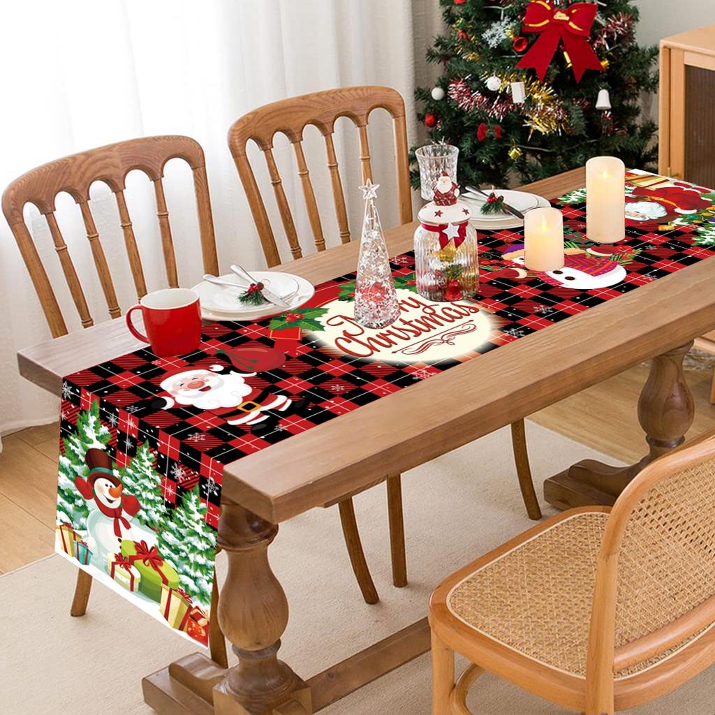 Рождественская скатерть-дорожка Веселое рождественское украшение для дома 2024 Скатерть Рождественский орнамент Навидад Натал Подарок на Новый год 2024