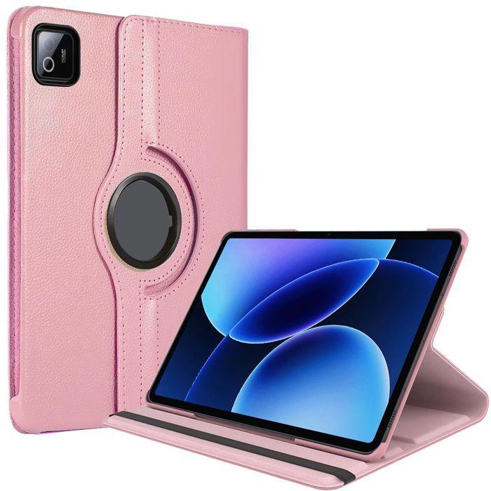 Coque pour Xiaomi Pad 8 / 8 Pro 11,2 Pouces - Protection avec Support Rotatif Cuir Pu Rose