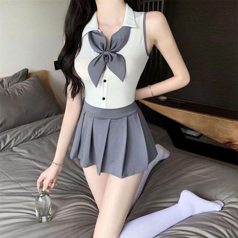 Японский стиль студент девушки темно-синее женское платье костюм женский сексуальный темно-синий костюм JK матросская блузка плиссированная юбка эротические костюмы