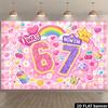 1 pair, 2D flat, 6 to 7 birthday party backdrop, pink and purple number theme, creating a sweet birthday atmosphere. (ws 48