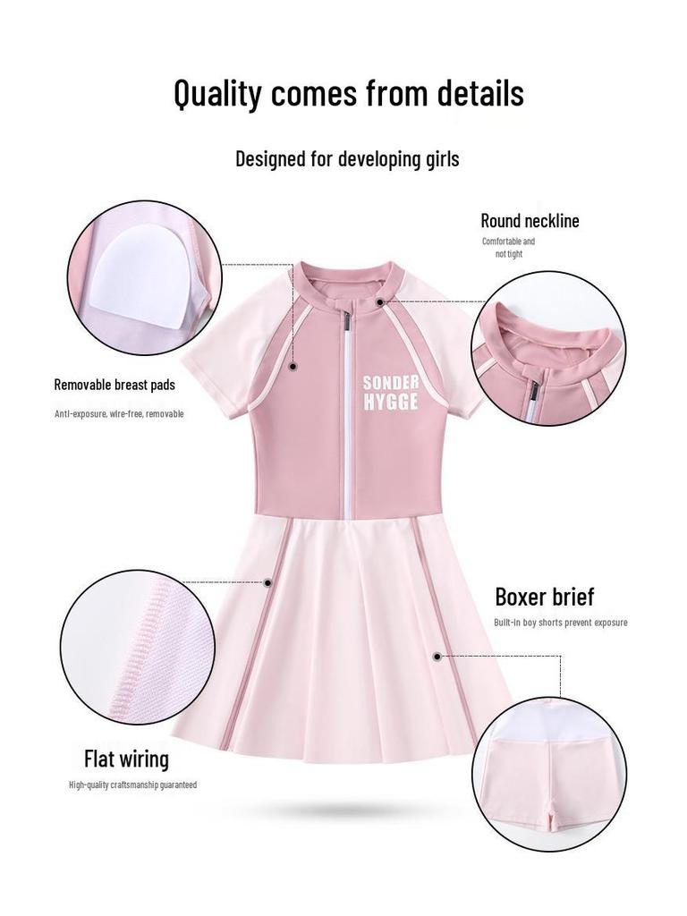 2025 Купальник-платье для девочек быстросохнущий цельный с защитой от солнца