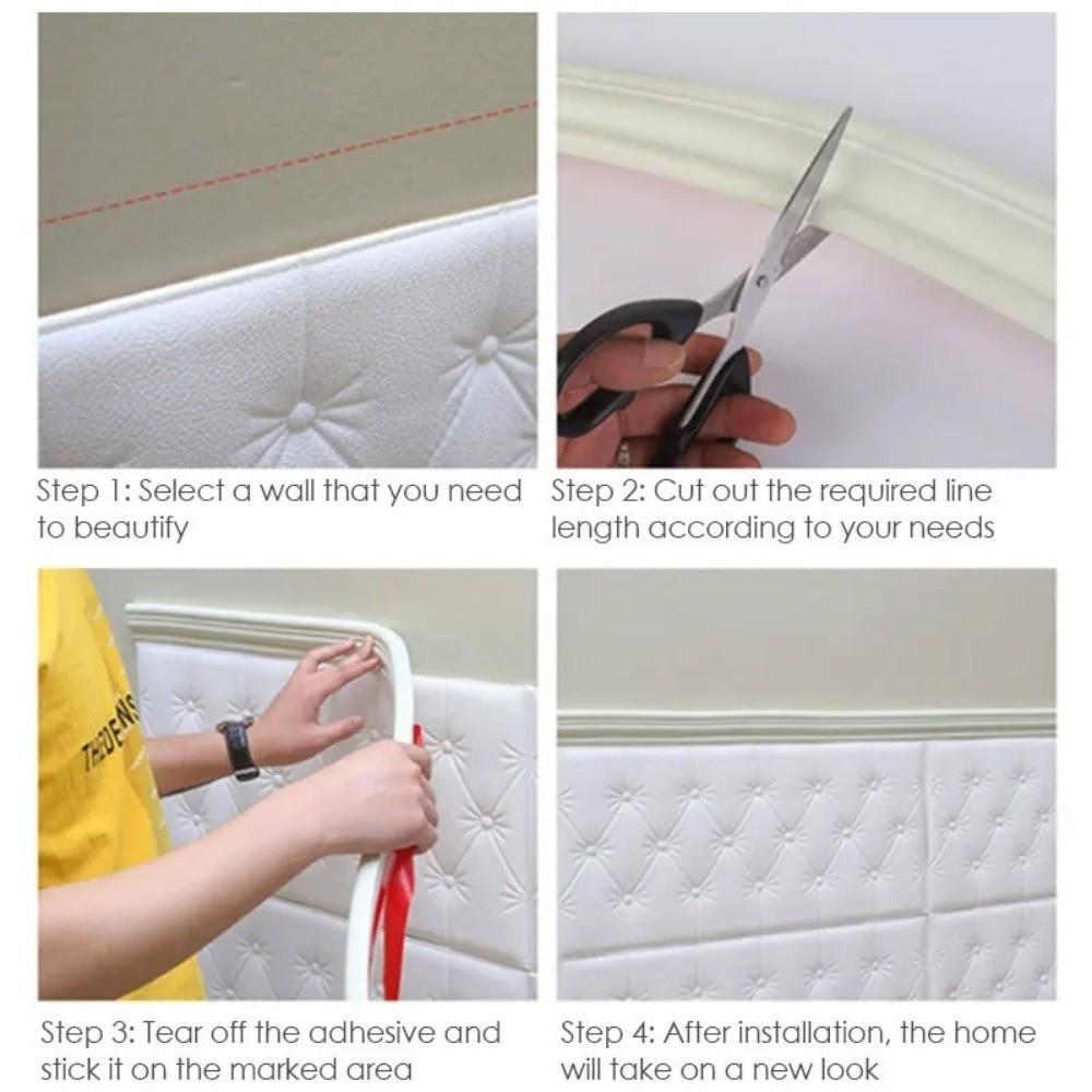 Self-Adhesive 3D Wall Sticker Waterproof Molding Line Tape New Skirting Line Home Decor